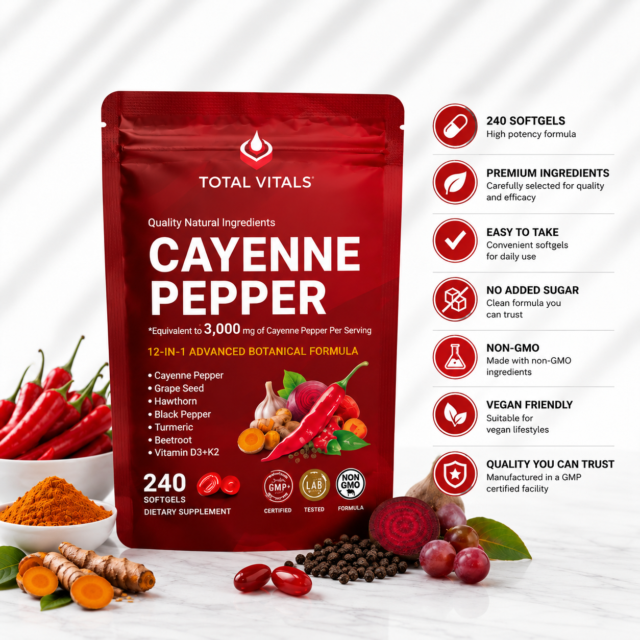 Total Vitals Cayenne Pepper Softgels